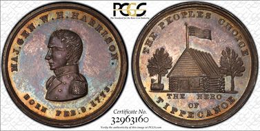 No Date Token DeWitt WHH-G Silver Maj. Gen. W.H. Harrison MS64