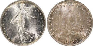 1920 2 Fr Gad-532 F-266 Semeuse MS65