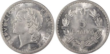 1945-B 5 Fr Gad-766 F-339 Al MS64