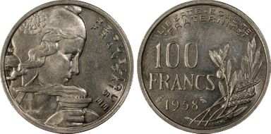 1958 100 Fr Gad-897 F-450 Chouette MS64