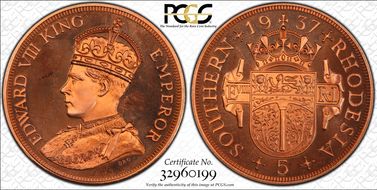 "1937" (5 Shil) FM40c Edward VIII PE PR66CAM