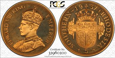 "1937" (5 Shil) FM40c Edward VIII PE PR66CAM