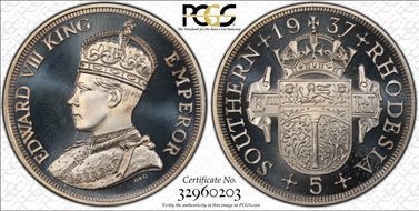 "1937" "5 Shil" FM40e Edward VIII PE PR67DCAM