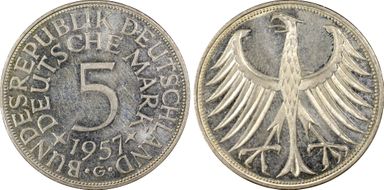 1957-G 5 Mk J-387 MS63