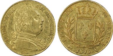 1815/4-Q 20 Fr Gad-1026 Louis XVIII AU55