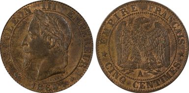 1864-A 5C Gad-155 F-117 MS63BN