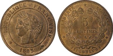 1883-A 5C Gad-157a Grand A MS64RB