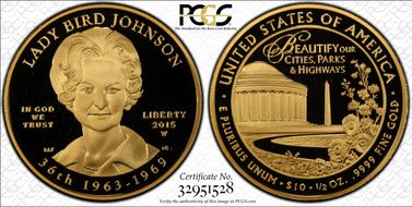 2015-W $10 "Lady Bird" Johnson First Strike PR69DCAM