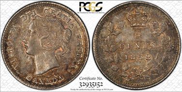 1898 5C Narrow Date AU58