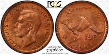 1952 A. (p) 1D London reverse MS64RD