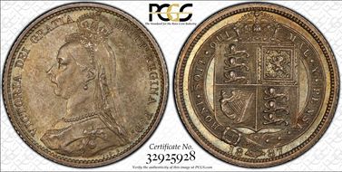 1887 6D S-3928 Shield Rev MS64