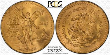 1981-Mo 1/2 oz Libertad Au MS66