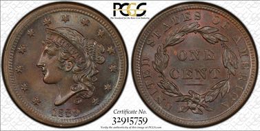 1839 1C N-4 Silly Head MS65BN
