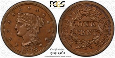 1848 1C Newcomb 8 MS63BN