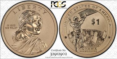 2015-W $1 Mohawk Ironworkers, Enhanced Coin & Currency Set SP70