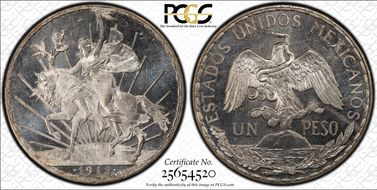 1912 Peso Caballito KM-453  Ag MS66