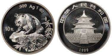 1999(上) 10 Yn Panda Ag Small Date PAN-323A MS69