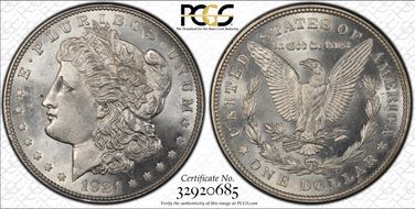1921 $1 Morgan MS65