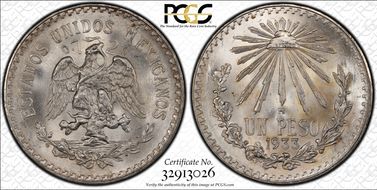 1933-M Peso KM-455  Ag MS66