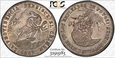 1852 Potosi 2 Soles Burnett-46 Fon-Unlisted AU55