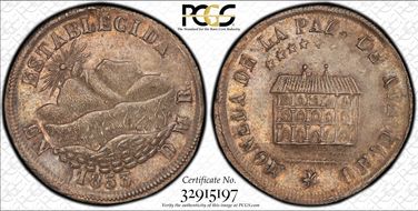1853 La Paz (2 Sol) Burnett-55C AU53