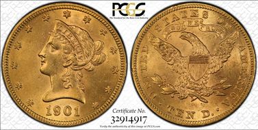 1901 $10 MS62