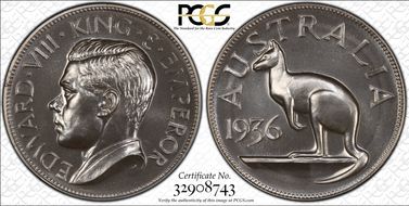 "1936" (1955) Medal FM3b Edward VIII Fantasy Ag PR66