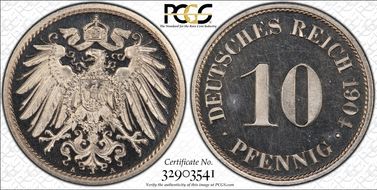 1904-A 10 Pfg J-13 PR64DCAM