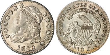 1823/2 10C Large Es AU58