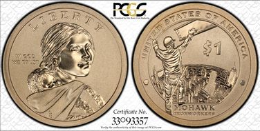 2015-W $1 Mohawk Ironworkers, Enhanced Coin & Currency Set First Strike SP69