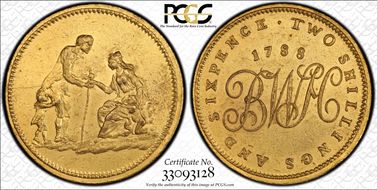 1788 1/2 Cr DH-1 Warwickshire, Brass Birmingham N1