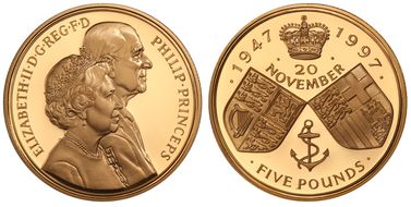 1997 £5 S-L4 Golden Anniversary Au PR69DCAM