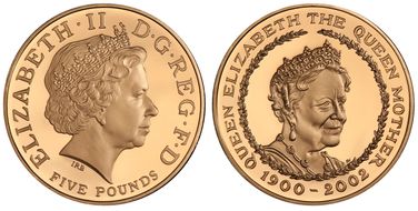 2002 £5 S-L11 Queen Mother Au PR69DCAM