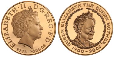2002 £5 S-L11 Queen Mother Au PR69DCAM