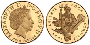 2004 £5 S-L13 Entente Cordiale Au PR68DCAM
