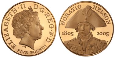 2005 £5 S-L15 Horatio Nelson Au PR69DCAM