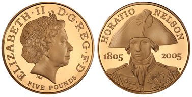 2005 £5 S-L15 Horatio Nelson Au PR69DCAM