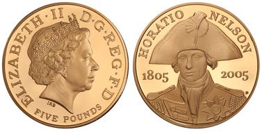 2005 £5 S-L15 Horatio Nelson Au PR69DCAM