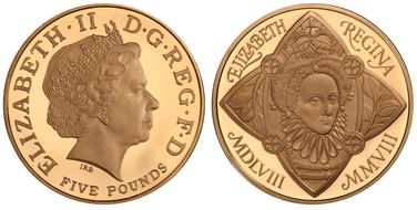 2008 £5 S-L18 Elizabeth I Au PR69DCAM