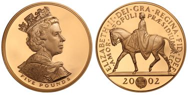 2002 £5 S-L10 Golden Jubilee Au PR69DCAM