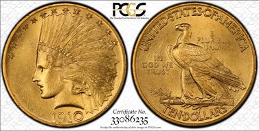 1910 $10 MS65