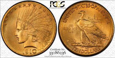 1910-D $10 MS65+