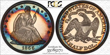 1866 50C Motto PR66+ CAM