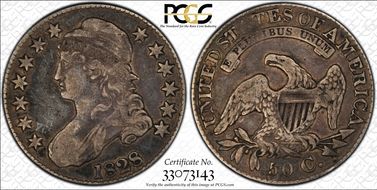 1828 50C Square 2, Small 8s, Lg. Letters VF25