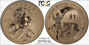 2015-W $1 Mohawk Ironworkers, Enhanced Coin & Currency Set SP70