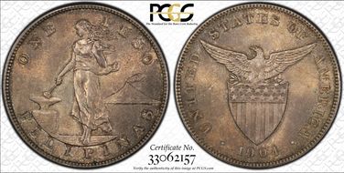 1904 Peso KM-168  Ag MS63