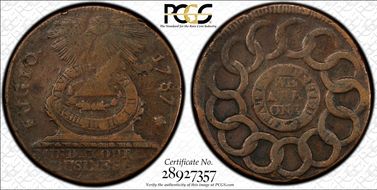 1787 Fugio 1C States United, Cross After Date VF30BN