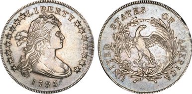1795 $1 Draped Bust, Off-Center XF45