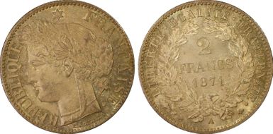 1871-A 2 Fr Gad-530 F-265 Moyen A MS65