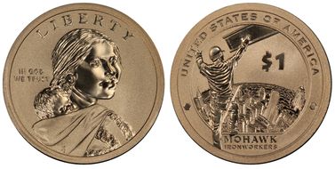 2015-W $1 Mohawk Ironworkers, Enhanced Coin & Currency Set SP70